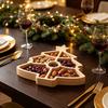 Rustic Kitchen Table Decor Wooden Christmas Divided Tray, Gingerbread Man Santa Xmas Tree Compartment Snack Claus Party Platters Platter, Wood