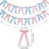 4Strings 24pcs Pink Blue Bow Garland Banner, Pre-Strung Satin Ribbon Decor | Theme Birthday Party, Baby Shower, Bridal Shower, Bachelorette Party