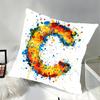 1pc Bohemian Letter C Graffiti Pillowcase, Soft and Comfortable Polyester Short Plush Fabric, Single-Sided Print, Pillow Insert Not Included, 44.96*44