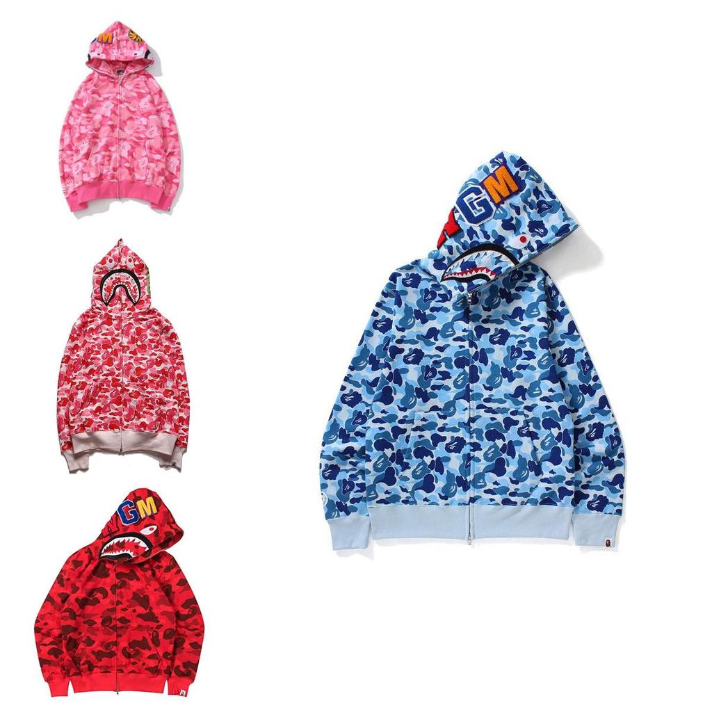 Vibrant Camouflage Hoodie Shark Printing Warm Streetwear For Men Women