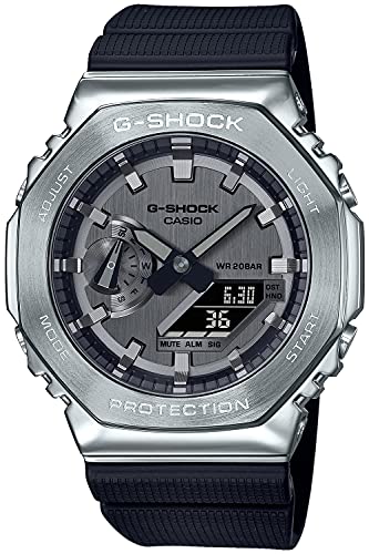 

Casio G-SHOCK GM-2100 Series Men s Carbon Core Guard Digital Analog Combination Model, Metal Covered (Black x Silver) 1 piece