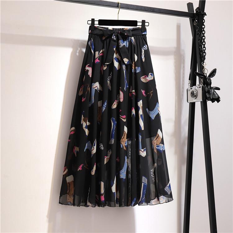 Long Skirt Women Spring Summer Korean Fashion Floral Print Aesthetic High Waist Midi Skirt Female