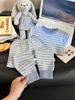 Children's Velvet Cotton Underwear Set: Thickened Autumn Striped Home Wear for Boys and Girls