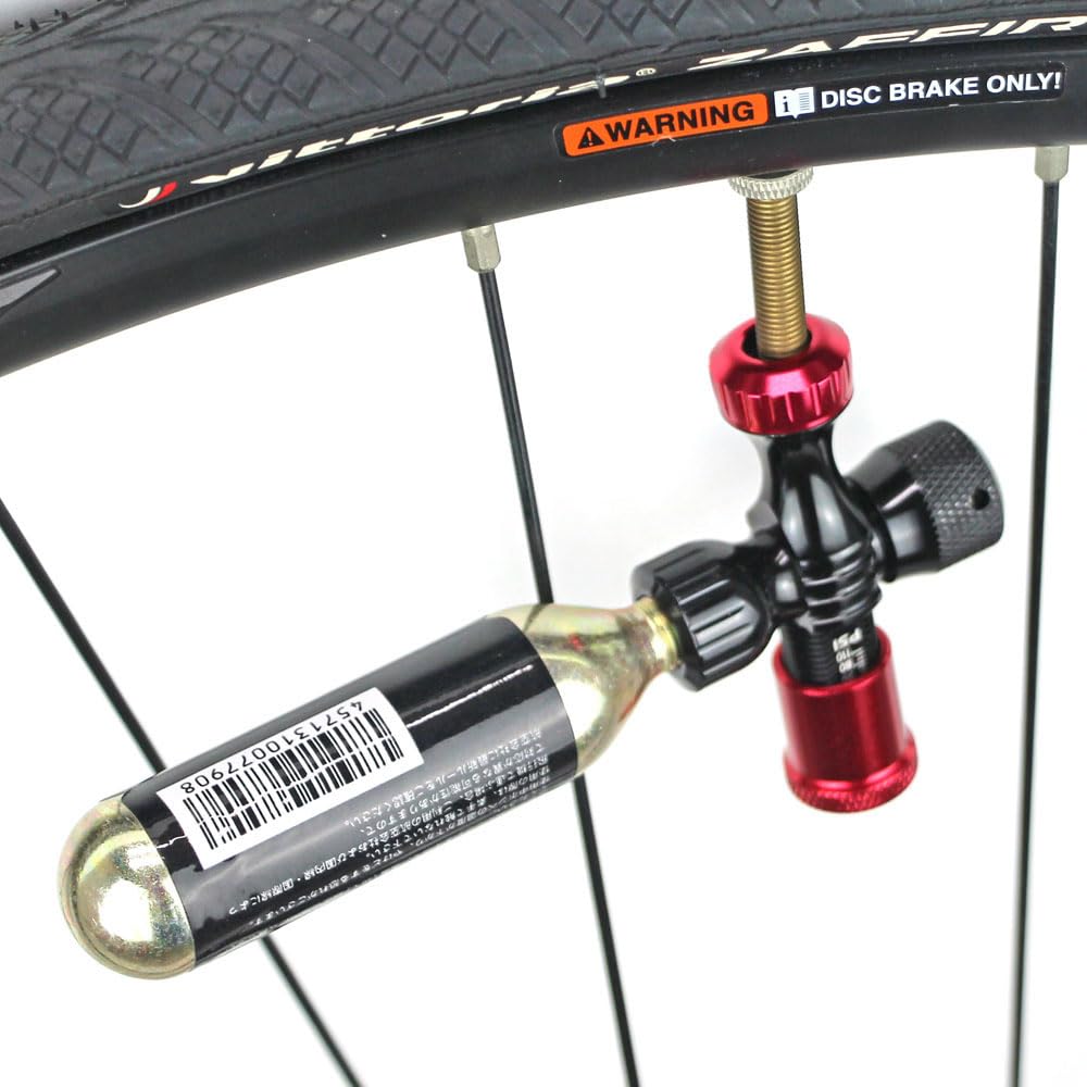 R250 Preset CO2 with Pressure Presta Socket Inflator, Black/Red, Gauge,