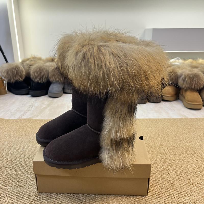 Women High Knee Snow Boots Real
