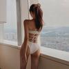Super Sexy White Strap Three-point Bikini with Female Summer Ins Internet Celebrity Wind Sanya Vacation Swimsuit Soaking Hot Spring