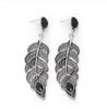Women New Arrival Elegant Bohemian Vintage Feather Earring Summer Style Black Leaf Earring Pendant Accessories gift