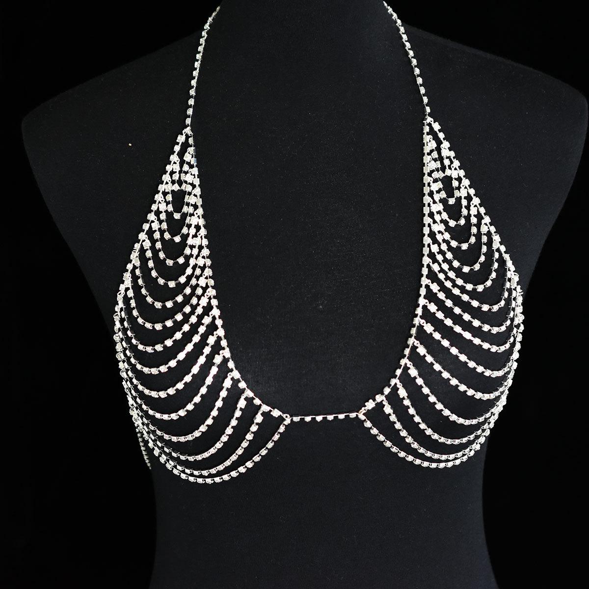 

Бюстгальтер бикини в полоску со стразами и цепочкой для тела – женский европейский и американский аксессуар для взрослых