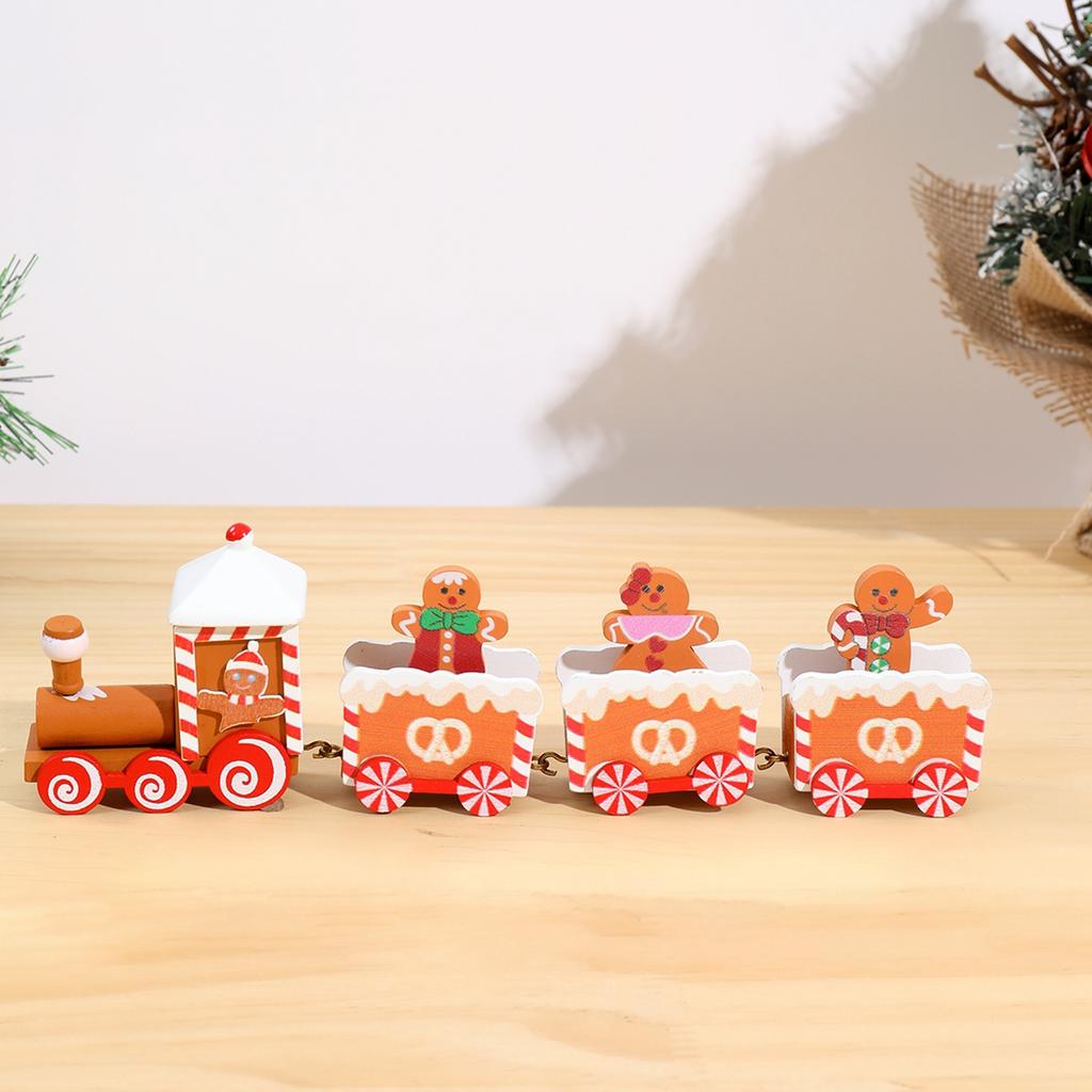 Christmas Wooden Train Merry Christmas Decoration for Home 2026 Navidad Xmas Tree Ornament Gingerbread Man Train New Year 2026