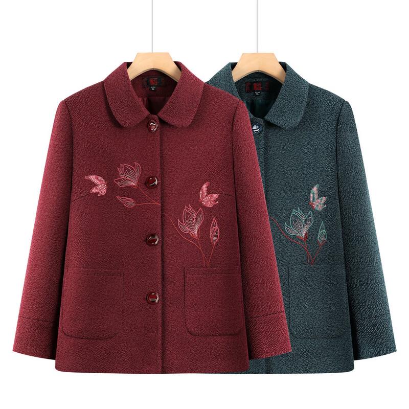 Fengxiao Spring/Autumn Embroidered Lapel Jacket for Middle-Aged Women