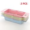 Adjustable Dish Drainer Sink Drain Basket Washing Vegetable Fruit Plastic Drying Rack Kitchen Accessories Storage Organizer Tool