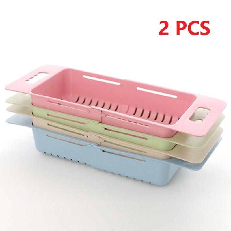 Adjustable Dish Drainer Sink Drain Basket Washing Vegetable Fruit Plastic Drying Rack Kitchen Accessories Storage Organizer Tool