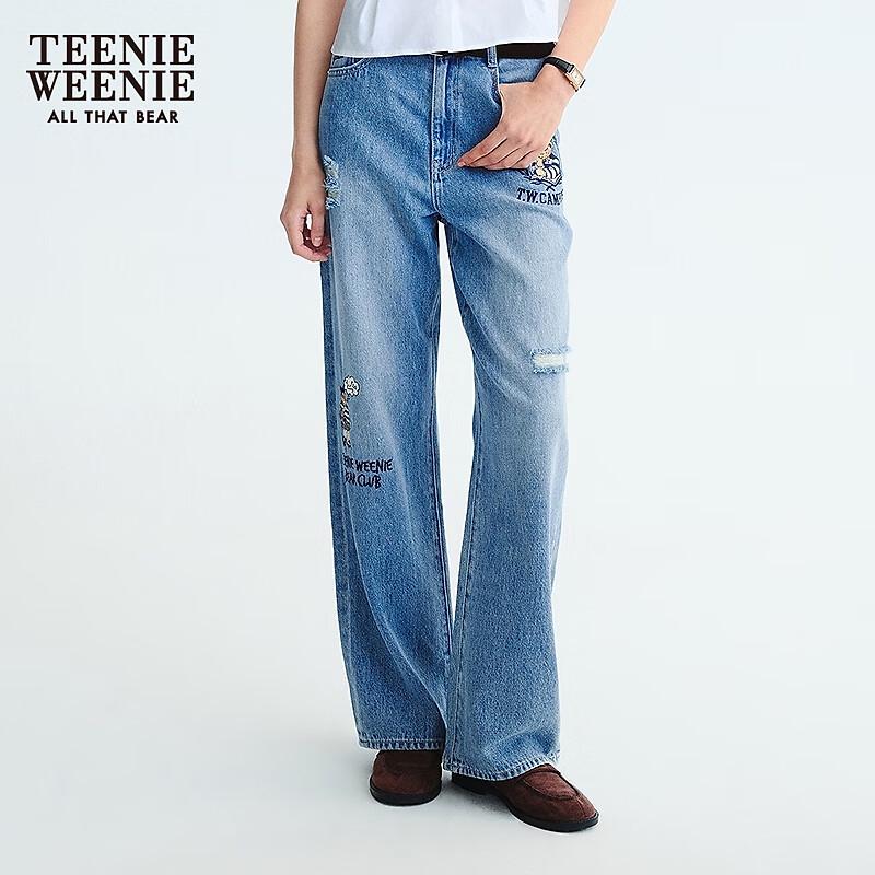 Teenie Weenie Women's Embroidered Ripped Jeans