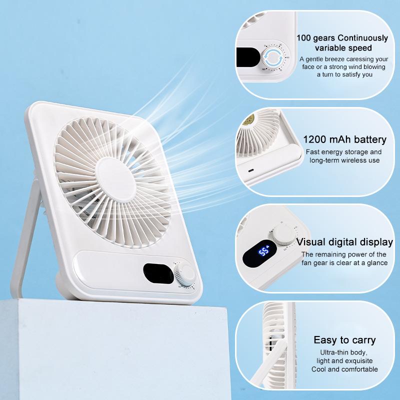 Desk Fan Portable USB Rechargeable Fan 180 Tilt Folding Personal Fan With Power Display 5 Speeds Ultra Quiet Table Fans Hot 2025