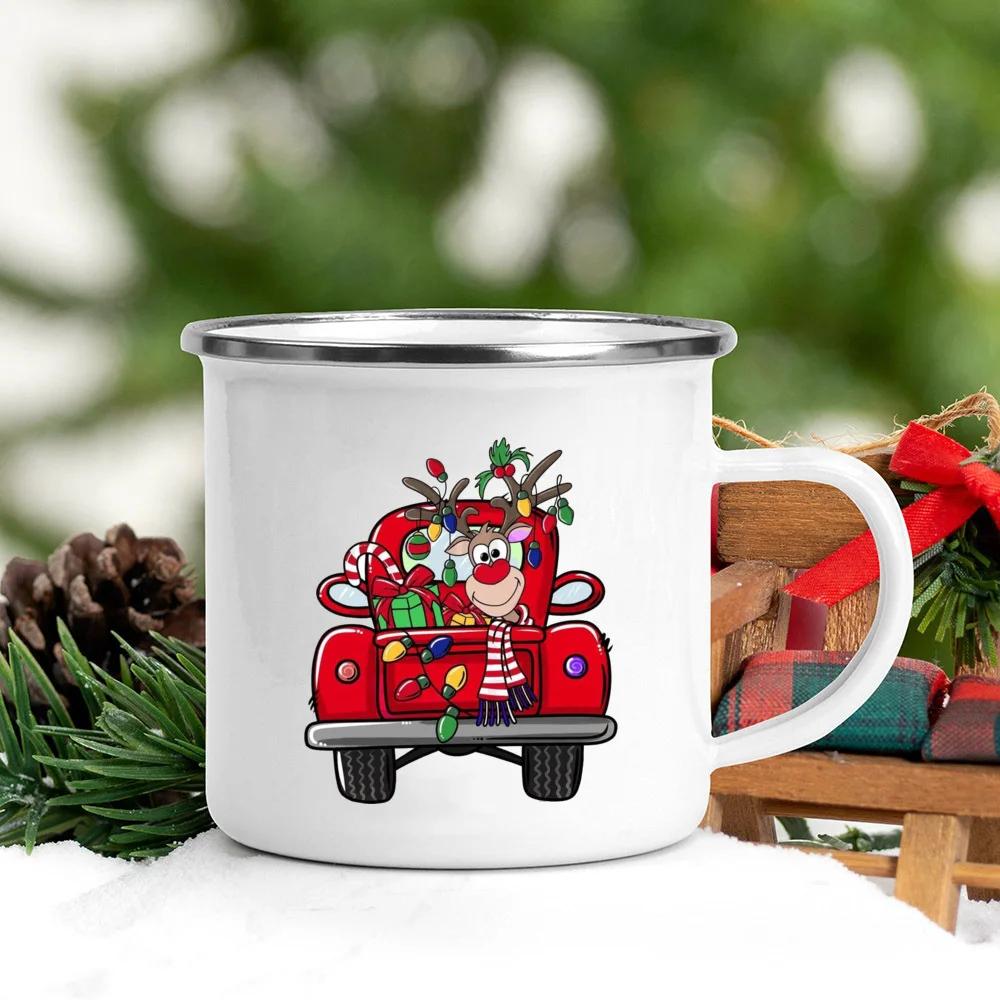 It's The Most Time Wonderful of Year Print Coffee Cup Christmas Party Drinks Hot Cocoa Mug Kids Chocolate Enamel Mugs Xmas Gifts