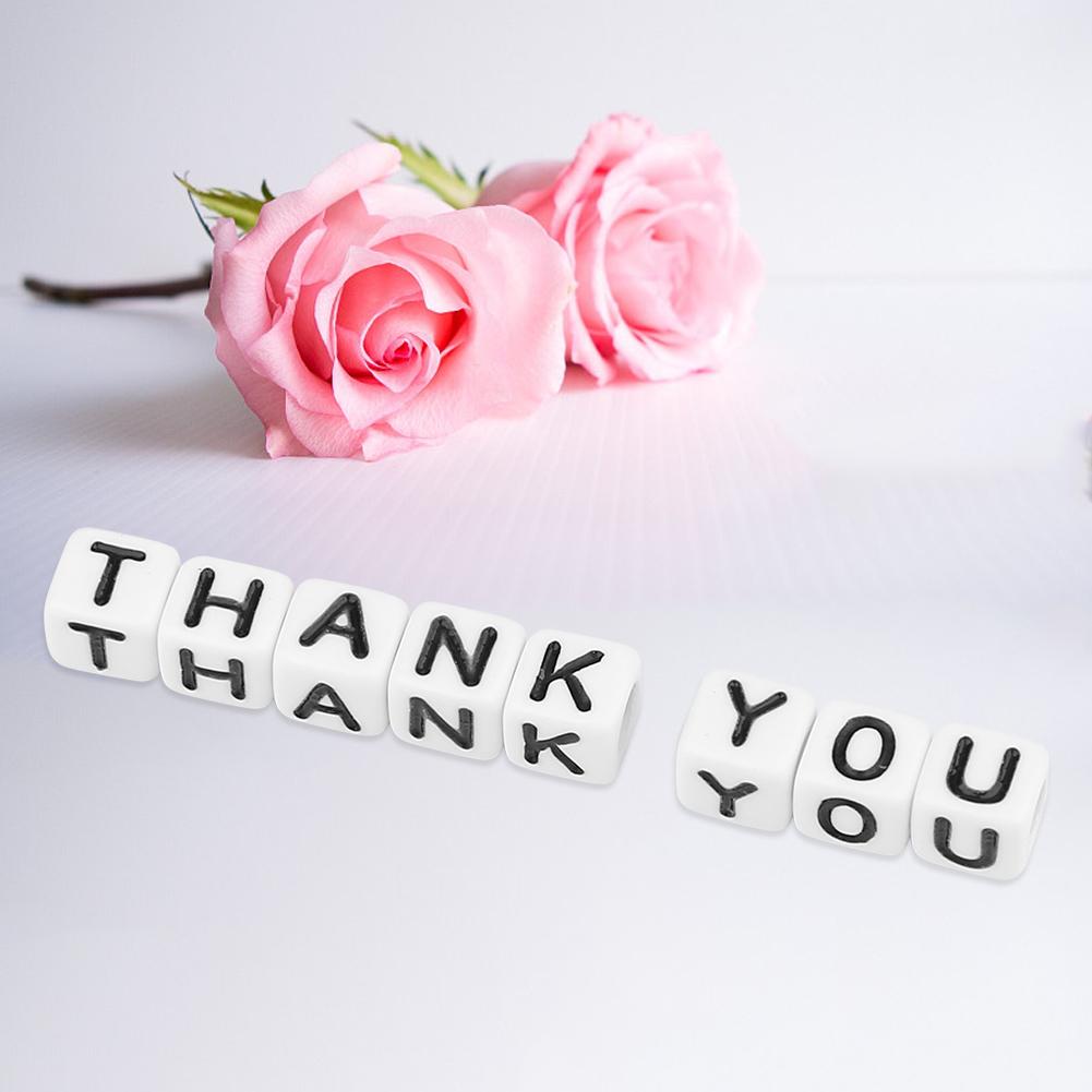 300Pcs White Acrylic Single Letter Cube Beads A Z DIY Bracelet Necklace Accessories