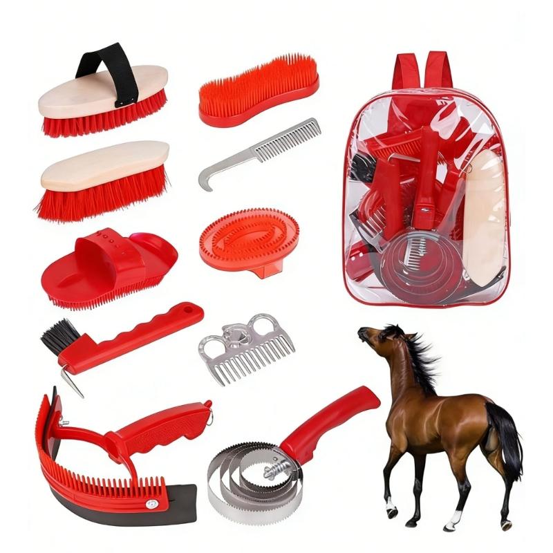 Horse Shedding Grooming Massaging Tool Set Bathing Cleaning Supply Horse Equipment Cleaning Tool