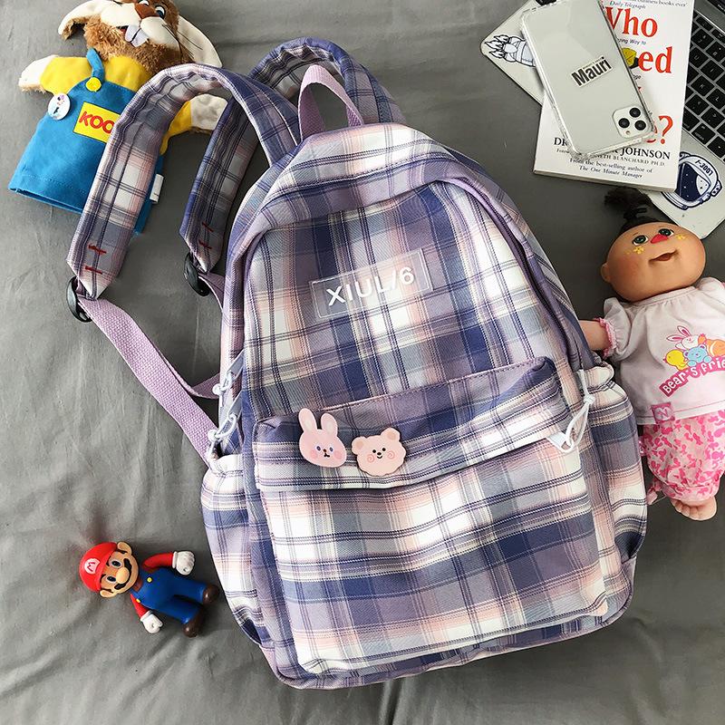 

Школьный рюкзак Детский Ученики начальной школы Девочки Клетчатые рюкзаки Ученики средней школы Студенты колледжа Рюкзаки