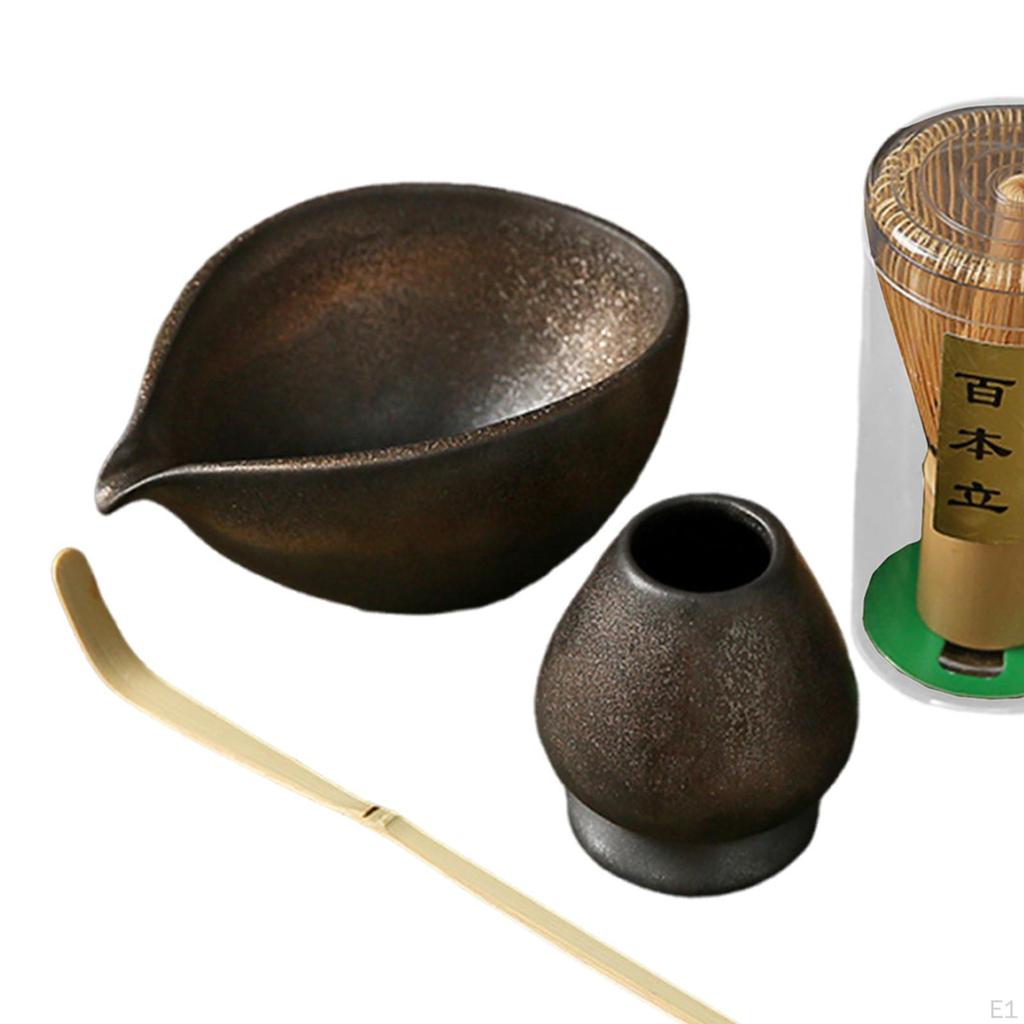 4-teiliges Matcha-Set Keramik Geschenk für Teeliebhaber Japanische Utensilien Traditionelle Handarbeit Zeremonie