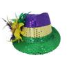 Mardi Gras Sequin Hat Gold Green Feather Head Hoop Headband Top Hat Costume Accessories Party Dress Decor Christmas Party Cap