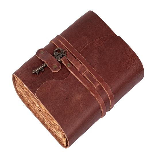 Genuine leather diary, handmade leather journal, key clasp, handmade pages