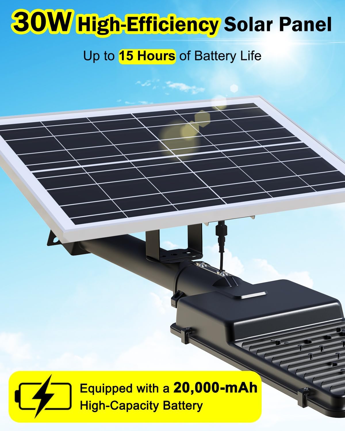 

Solar Street Lights Outdoor 20000LM Waterproof Flood Light with Remote Control, Dusk to Dawn for Yard, Parking Lot United States