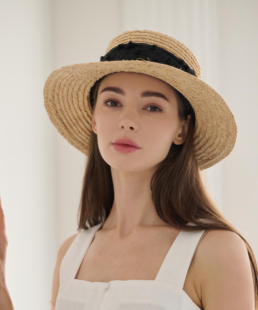 Koipeu Lace Raffia Border Hat Cf081Ht072