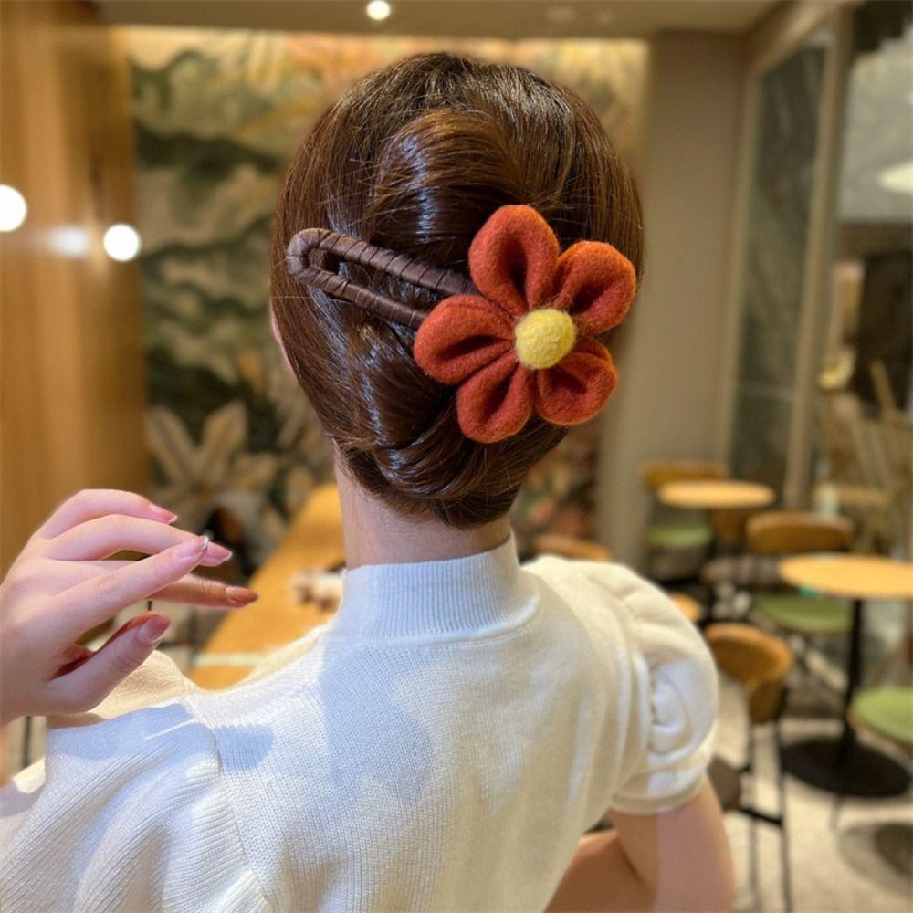 Large Flower Hair Claw Plush Flower Hairpin New Hair Clips  Autumn Winter
