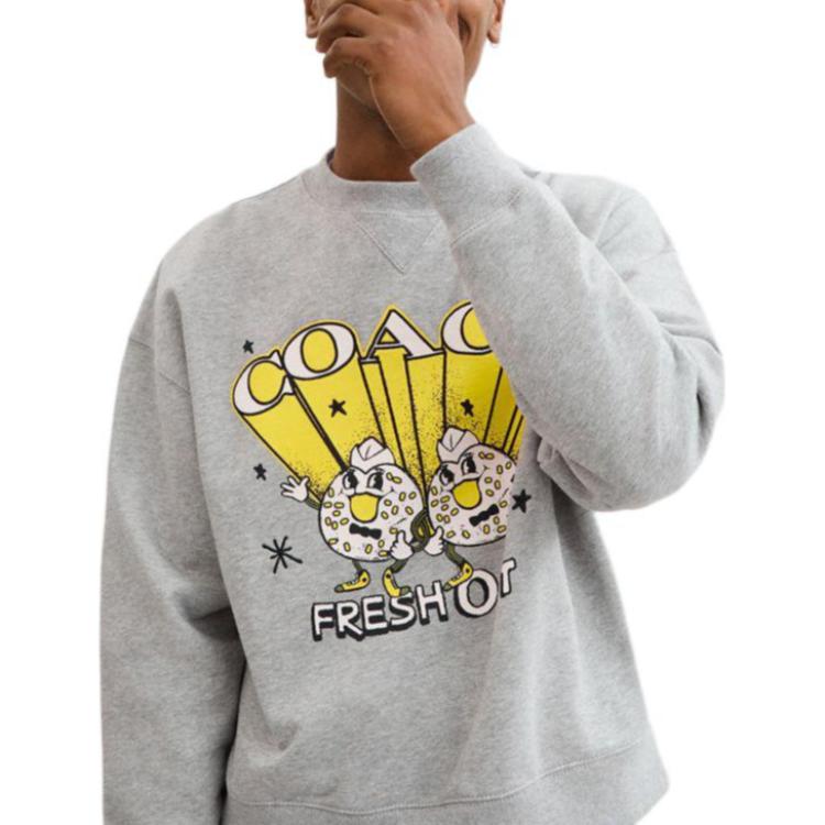 Coach Fw24 Logo Letter Print Crew Neck Drop Shoulder Long Sleeve Sweatshirt Men sweatshirt Lime CW705-HGR