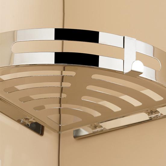 Caddy de colț pentru economisire a spațiului, raft pentru baie, fără perforare, instalare ușoară 2 cârlige