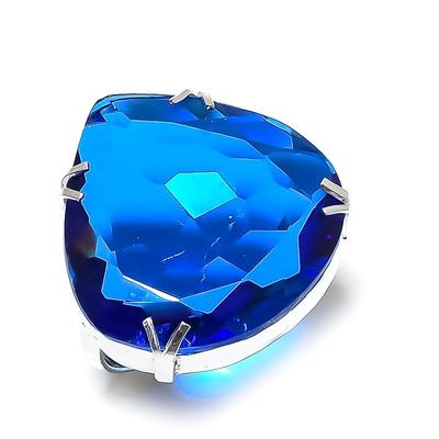 Blue Topaz Gemstone Handmade 925 Sterling Silver Gift Jewelry Ring Size 8 O1v87