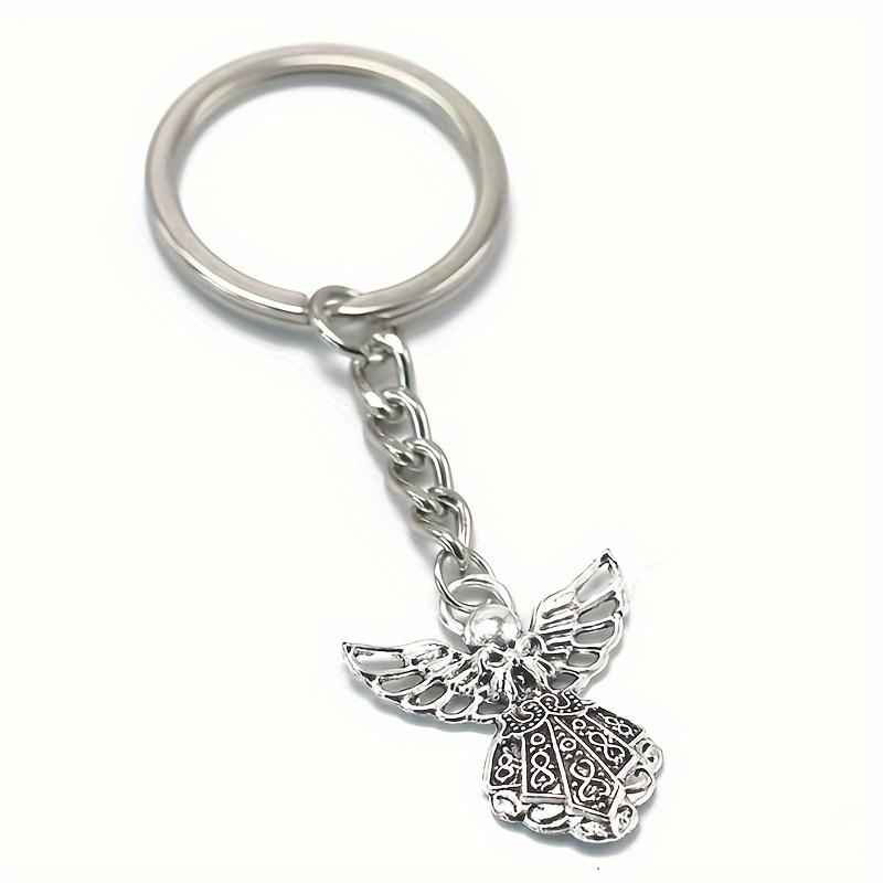 Stylish Retro Silvery Guardian Angel Keychain Punk Style Zinc Alloy Pendant Keyring, Perfect for Bags, Wallets, Backpacks, Car Charms