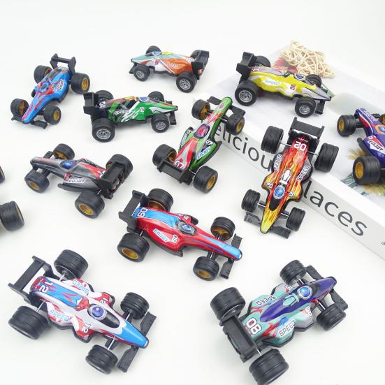 12Pcs Kids Racing Car Toy Pull Back Formula 1 Race Car Model Metal Body Rubber Wheels Die-cast Vehicle Decoration Toddlers Boys Birthday Gift