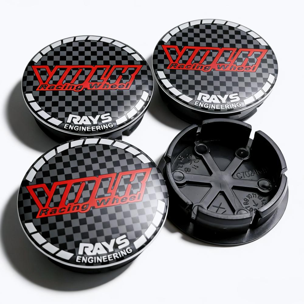 4 Stück VOLK Racing Logo Emblem Auto Radnabenkappen Außendurchmesser 48MM 42MM Räder Nabenkappe Rays Abzeichen Felge Radkappen Staubschutz Auto Zubehör