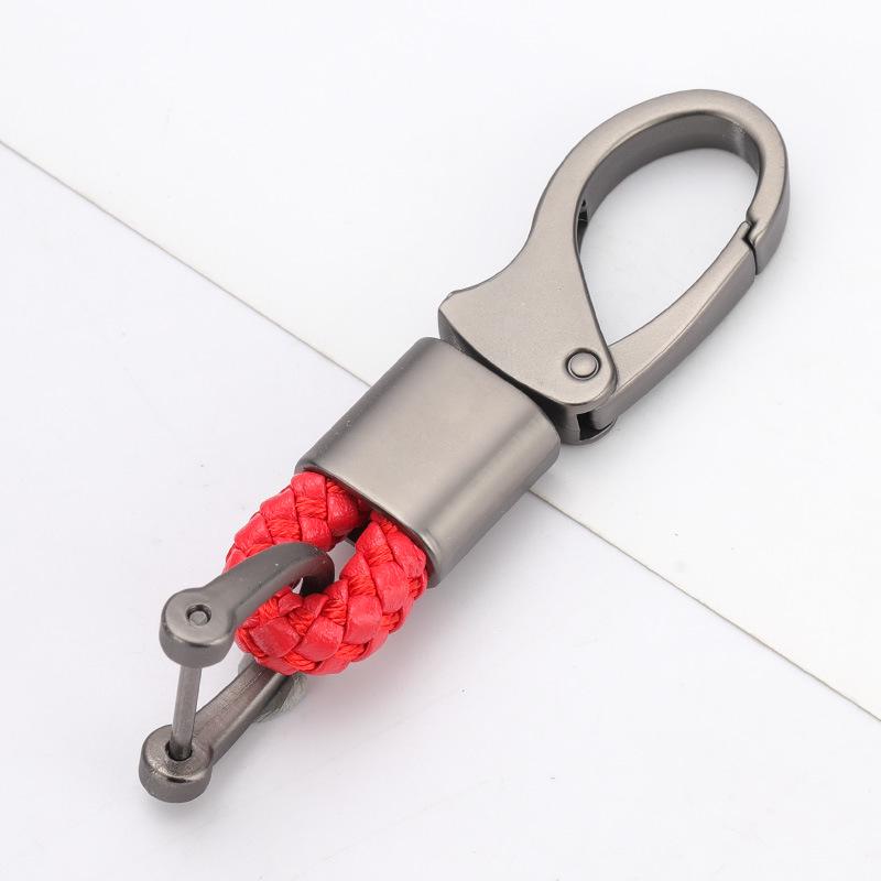 Braided Leather & Metal Keychain: Durable Accessory for Men & Women