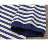 Vintage Sailor Striped Cotton Polo Shirt for Men - Summer Short Sleeve Turn-Down Collar