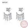 Full Moissanite Smile Stud Earrings for Women Sparkling Simulated Diamond S925 Silver Ear Jewelry Christmas Gift