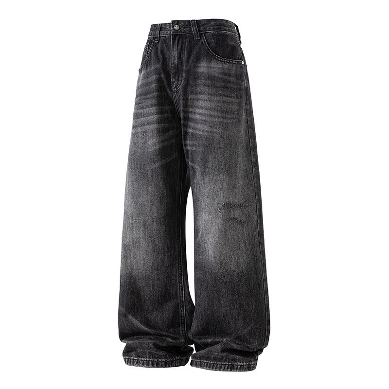 

Белые джинсы с потертостями Мужские Текстурные Свободные Прямые Широкие брюки 4XL чёрный