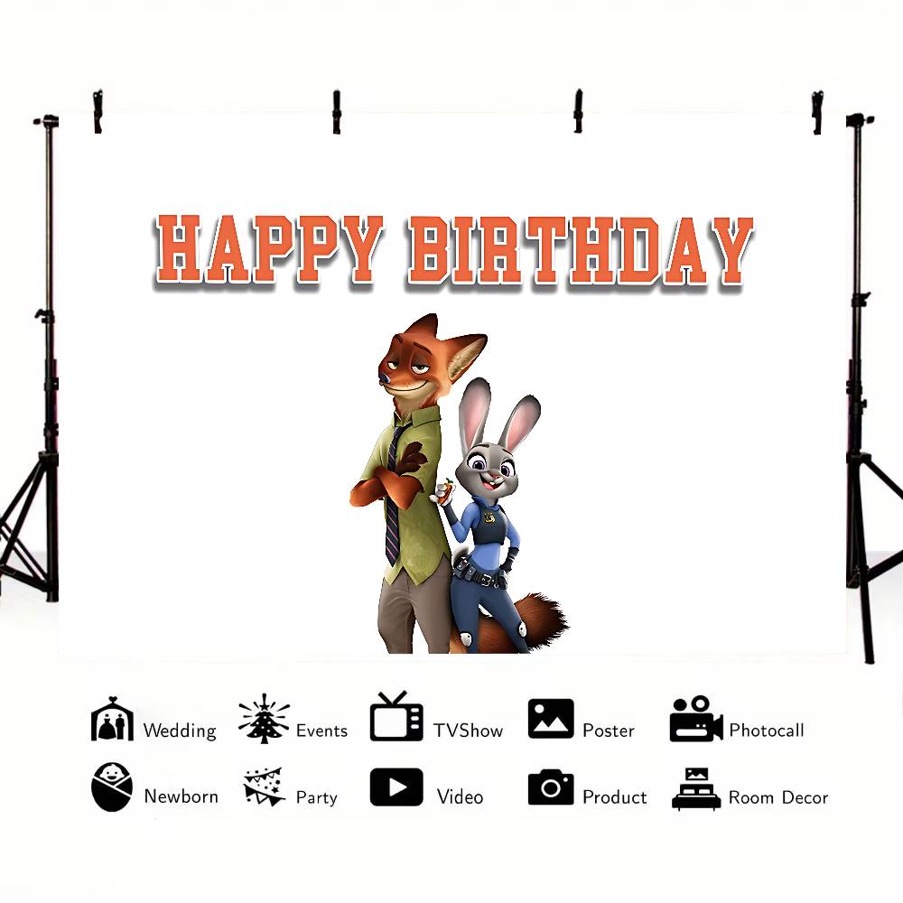ANIMEZootopiaSCartoon Animal Background Photography Party Bedroom Living Room Decoration Shooting Background Cloth