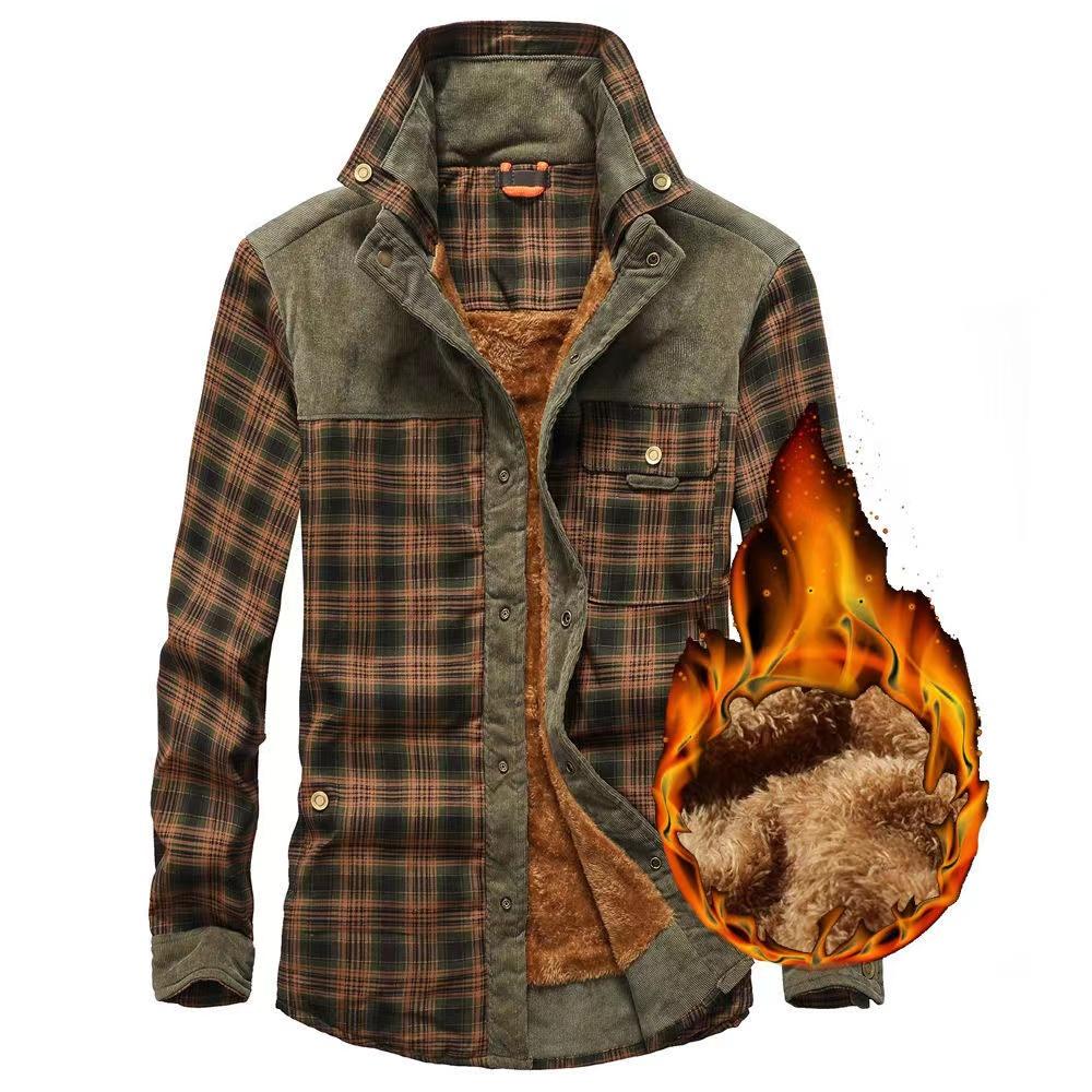 Männer Herbst Winter Casual Dicke Warme Shirts Camisa Masculina Chemise Homme Männlichen Militarcoaty Wolle Fleece Mäntel
