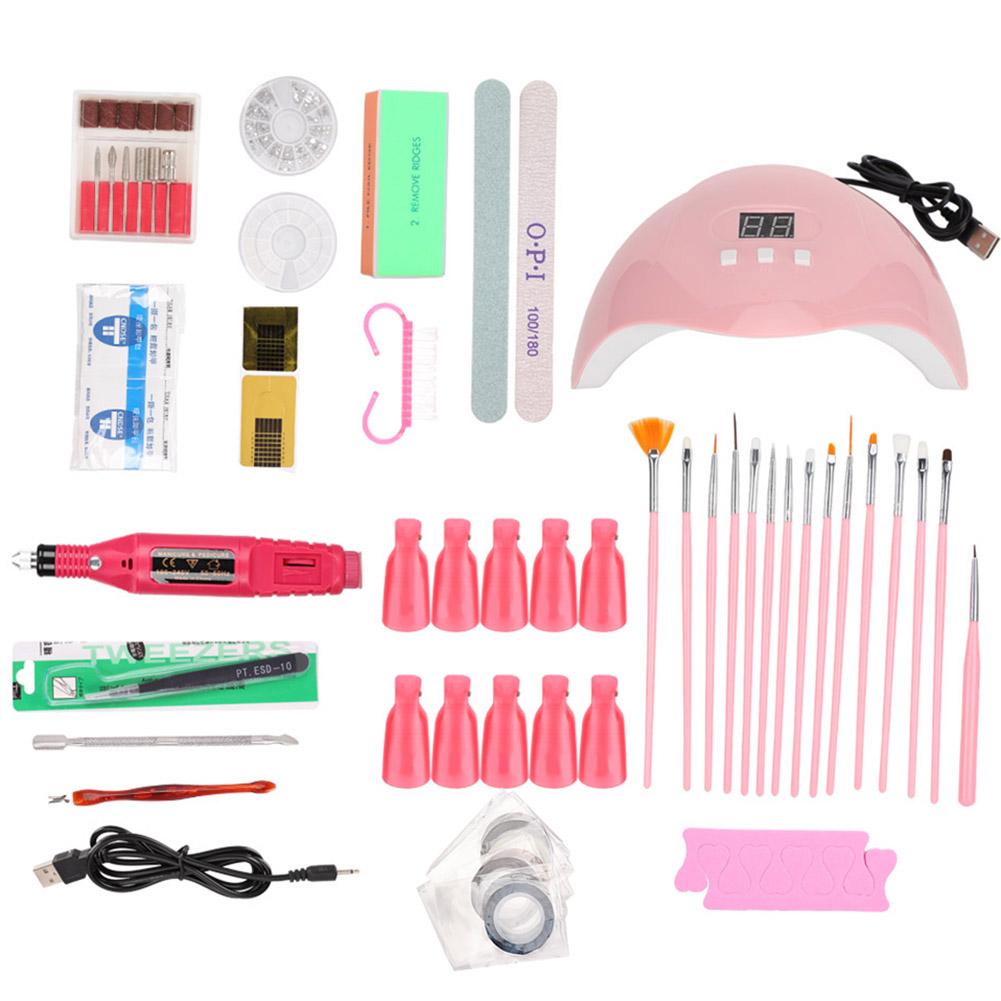 

Набор инструментов для нейл-арта 54 Вт лампа для маникюра, дрель для ногтей, клипсы для снятия гель-лака, полировочный блок, набор пилок для ногтей