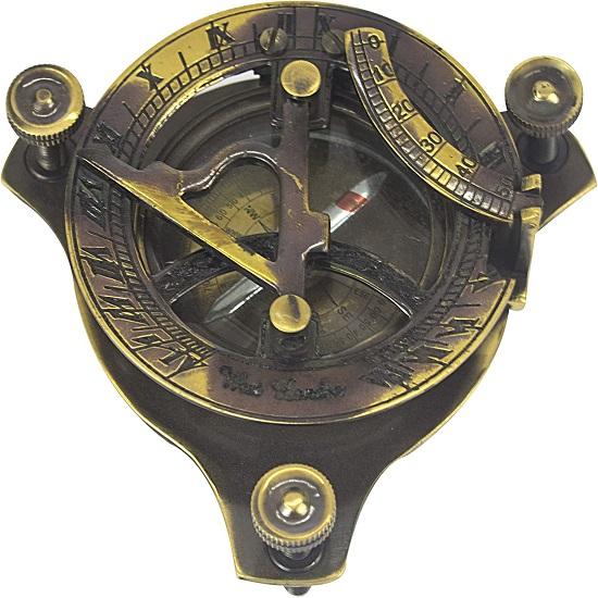 Vintage mosiężny zabytkowy morski zegar słoneczny kompas w pełni funkcjonalny, ręcznie robiony prezent