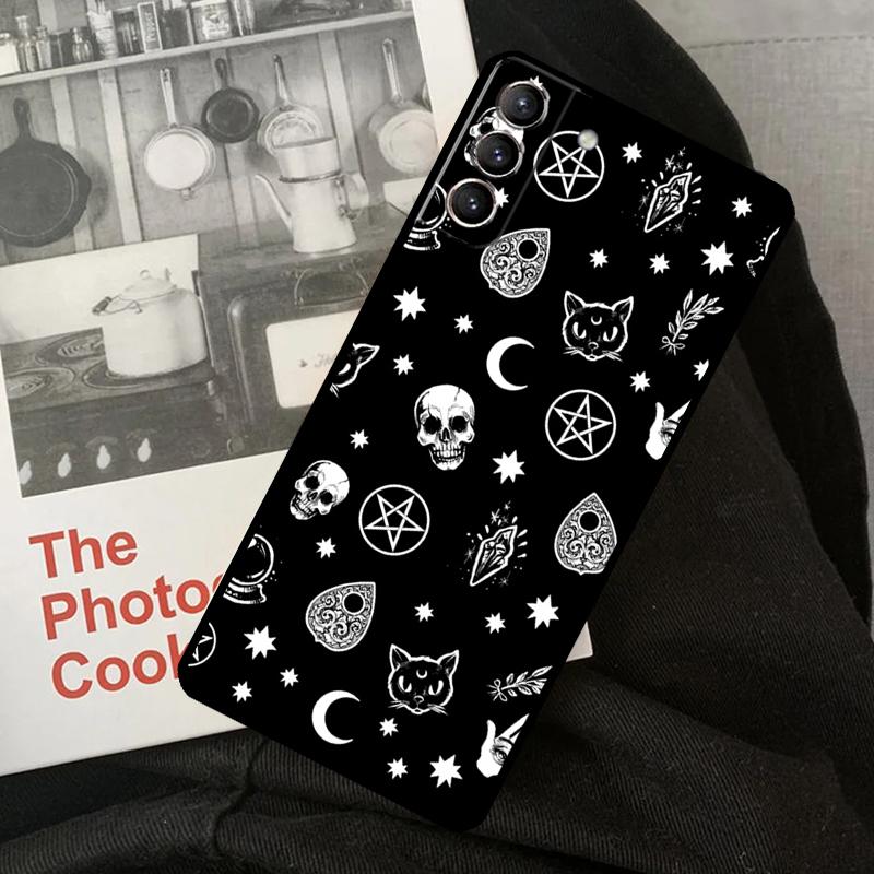 Halloween Witch Cat Phone Case For Samsung Galaxy S22 S23 S24 Ultra S20 S21 S24 FE S9 S10 Plus Note 10 20 Ultra