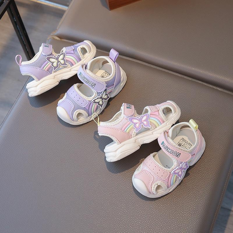 Summer Children's Sports Sandals Girls' Beach Shoes Fashion Butterfly Classic Sweet and Casual Soft Bottom Sandals