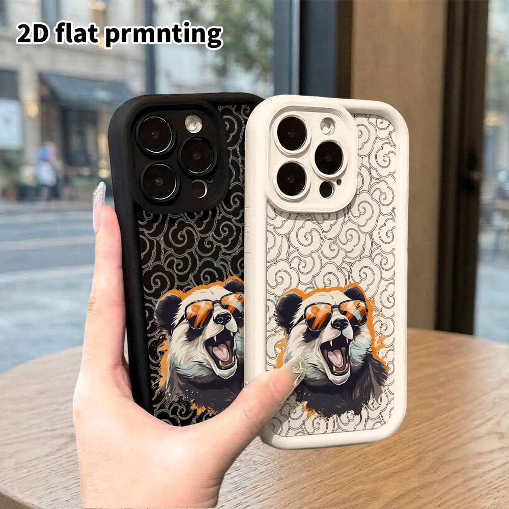 Phone Case: 2D Flat Design Suitable for iPhone 18 17 16 15 14 13 Pro Protective Case, Unisex, Trendy Cool Panda, Christmas and Halloween Gift