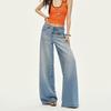 Light Blue Ice Cool Lyocell Cotton Breathable Thin Drape Wide Leg Casual Denim Pants Spring Summer Casual Pants Oversize Denim Trousers