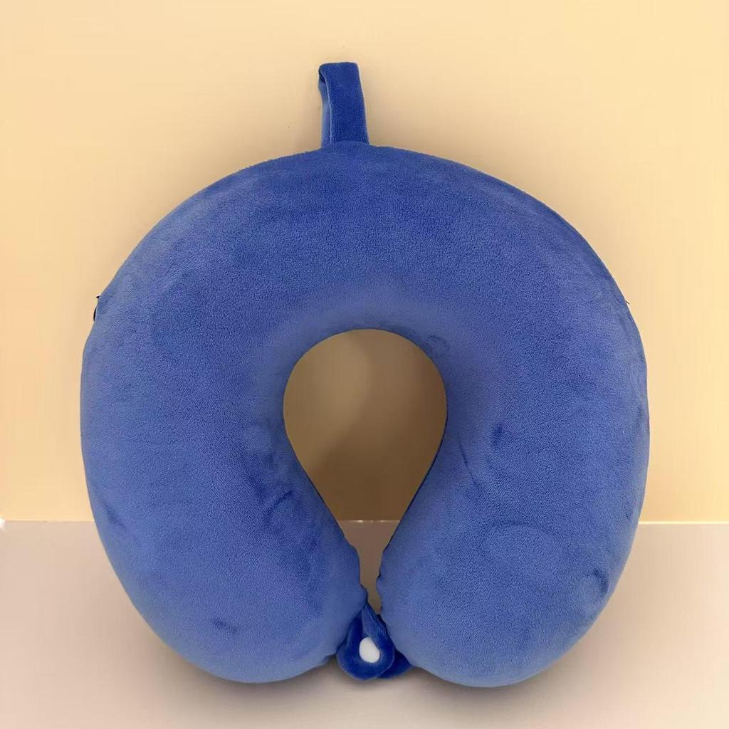 Portable Memory Foam U-shaped Travel Neck Pillow - Crystal Velvet Office & Airplane Nap Support