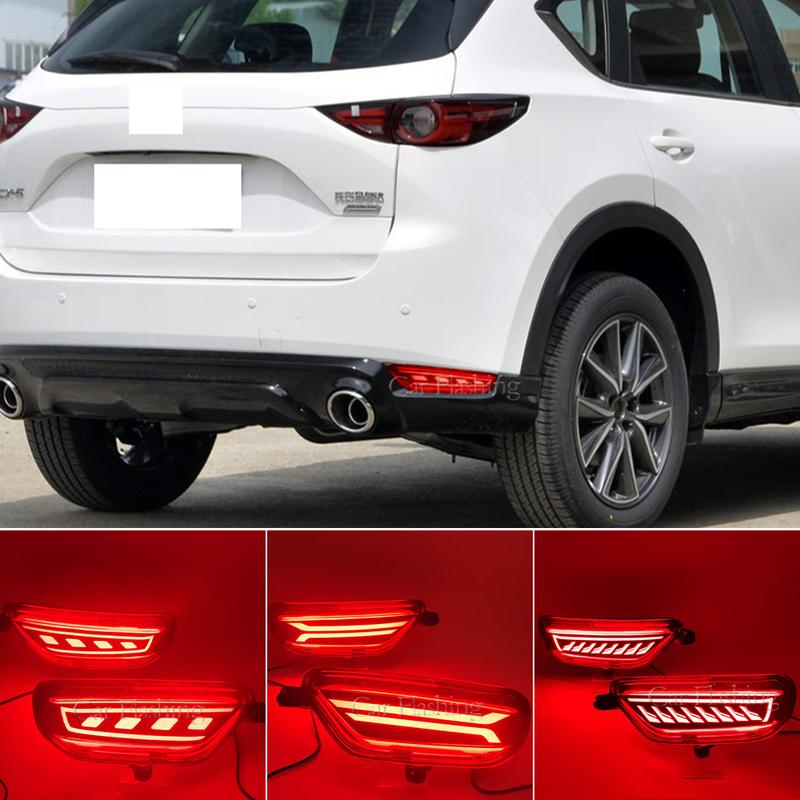 2Pcs For Mazda CX-5 CX5 2017 2018 2019 2020 2021 LED Rear Reflector Taillight Fog Lamp Rear Bumper Light Brake Light Turn Signal