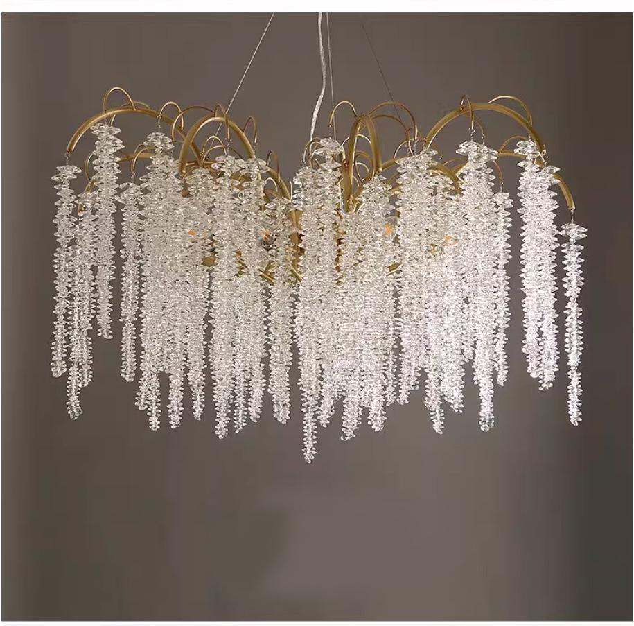 LED Crystal Tassel Chandelier: French-American Style for Living Room, Bedroom, or Restaurant
