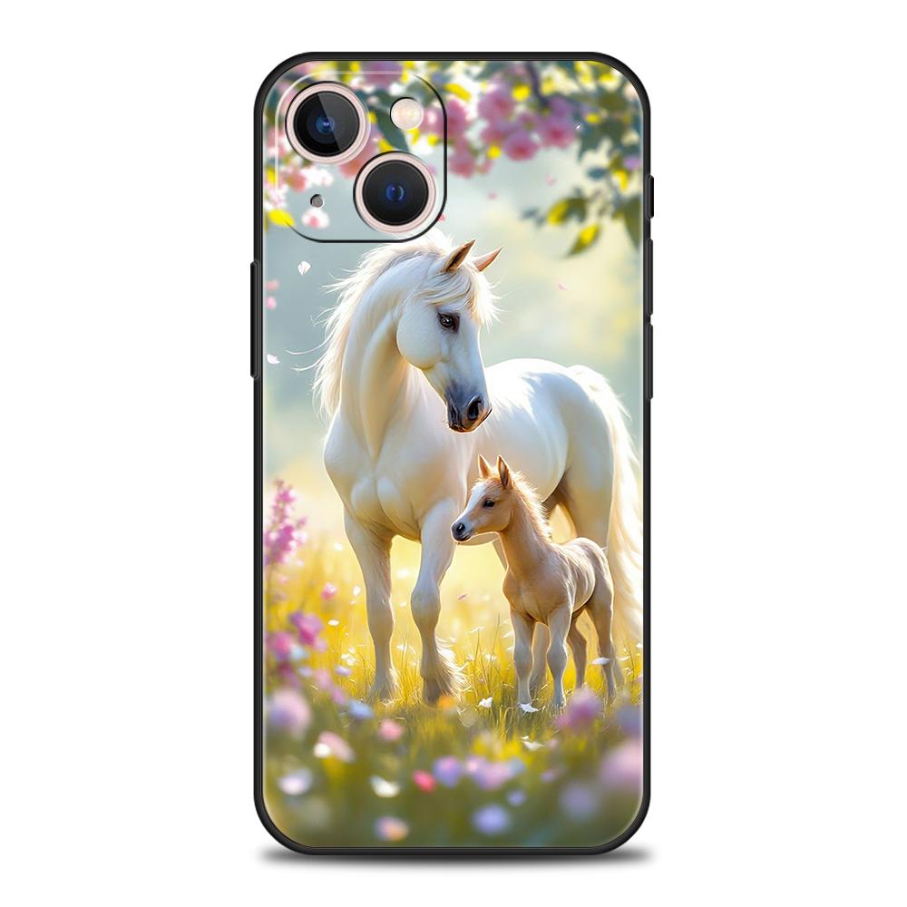 Horse Animal Phone Case for iPhone 16 15 14 13 12 Pro Max 11 Pro Max 7 8 Plus 16E XR Shockproof Soft TPU Shell Fundas Capas Bags